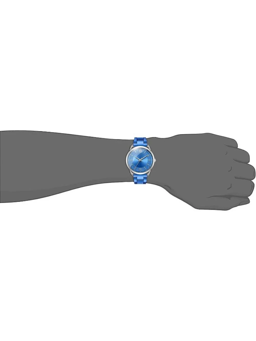 Women's Blue Silver Roman Numeral Dial Analog Alloy Steel Strap  Wrist Watch